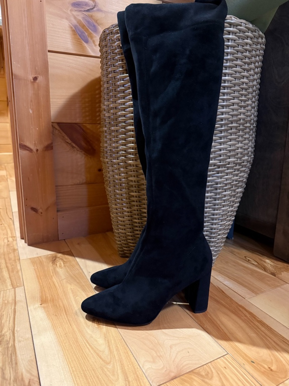 Jeffrey Campbell Black Over-the-Knee Suede Heel Boots
